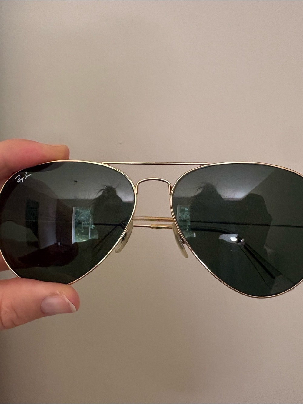 Ray-Ban Aviator Sunglasses in Gold with Dark Green Lenses